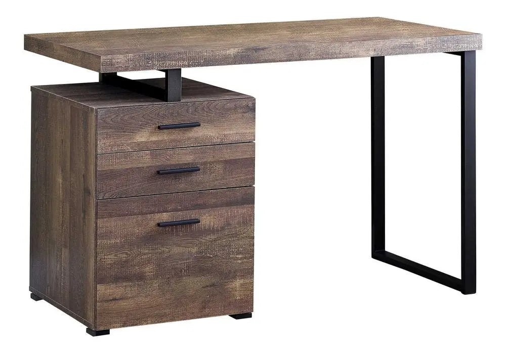 24" Brown and Black Computer Desk With Three Drawers - NOBLE HOME INTERIORS