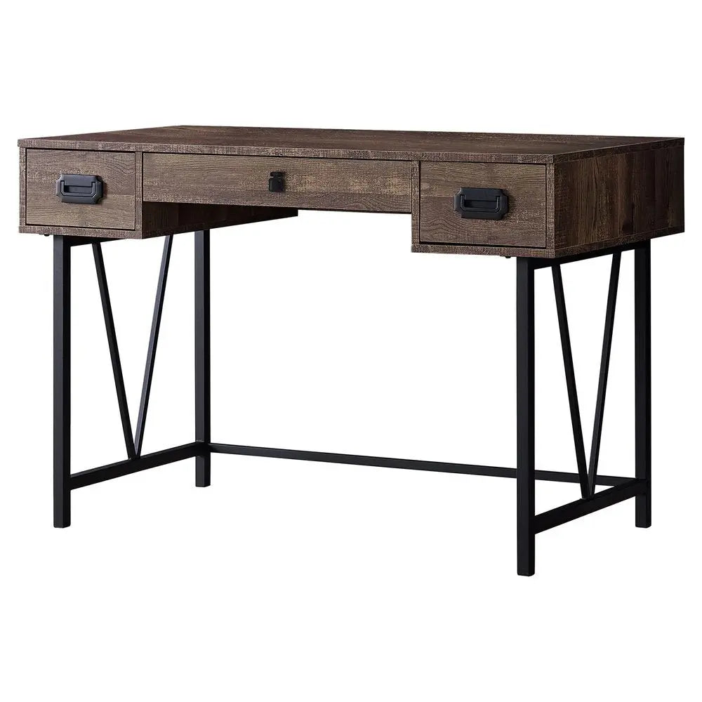 24" Brown and Black Computer Desk With Two Drawers - NOBLE HOME INTERIORS