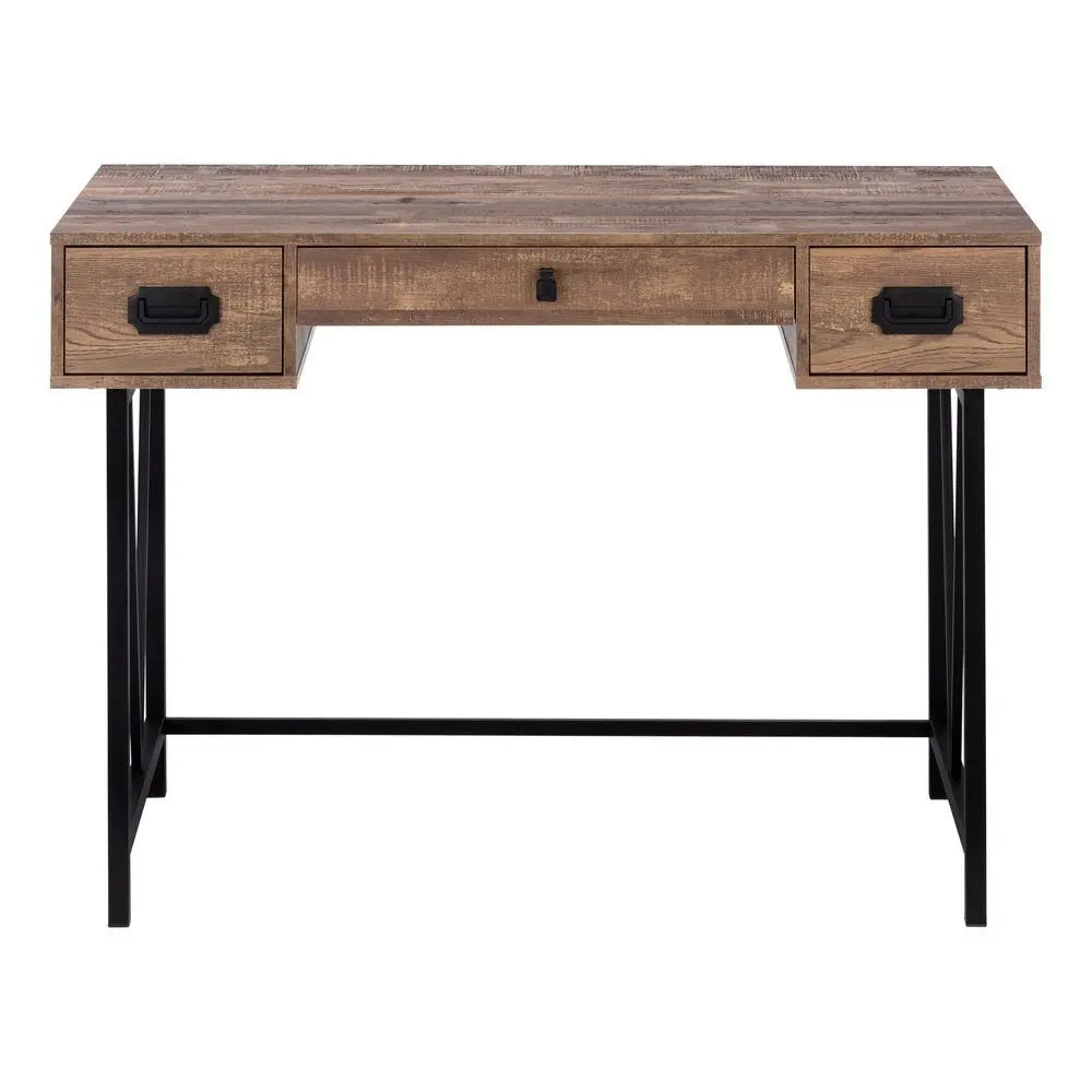 24" Brown and Black Computer Desk With Two Drawers - NOBLE HOME INTERIORS