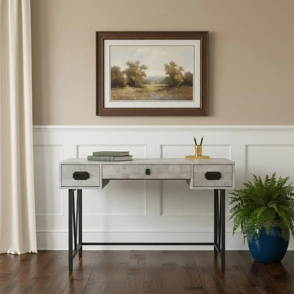 24" Brown and Black Computer Desk With Two Drawers - NOBLE HOME INTERIORS