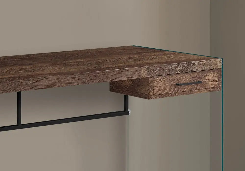24" Brown and Clear Computer Desk - NOBLE HOME INTERIORS