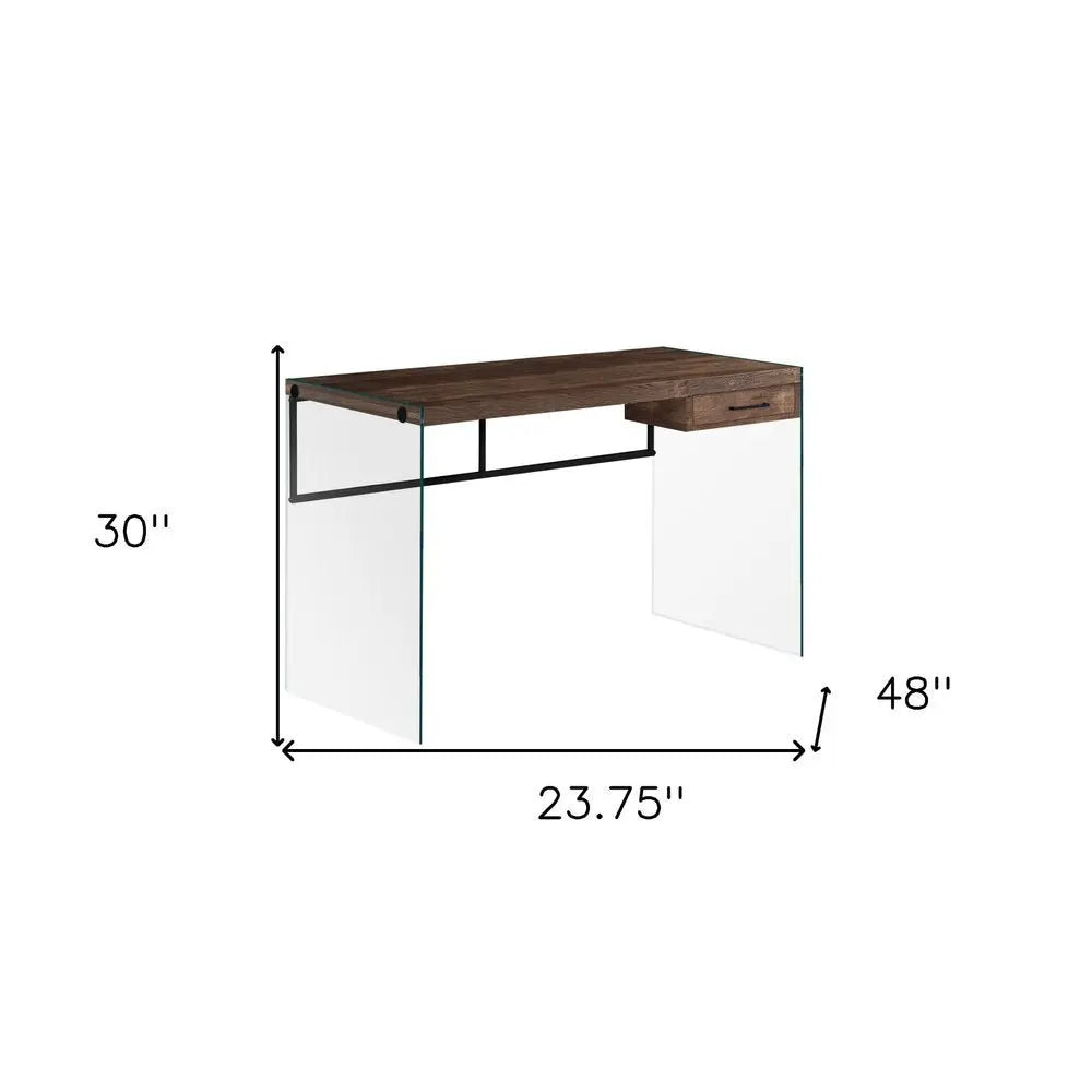 24" Brown and Clear Computer Desk - NOBLE HOME INTERIORS