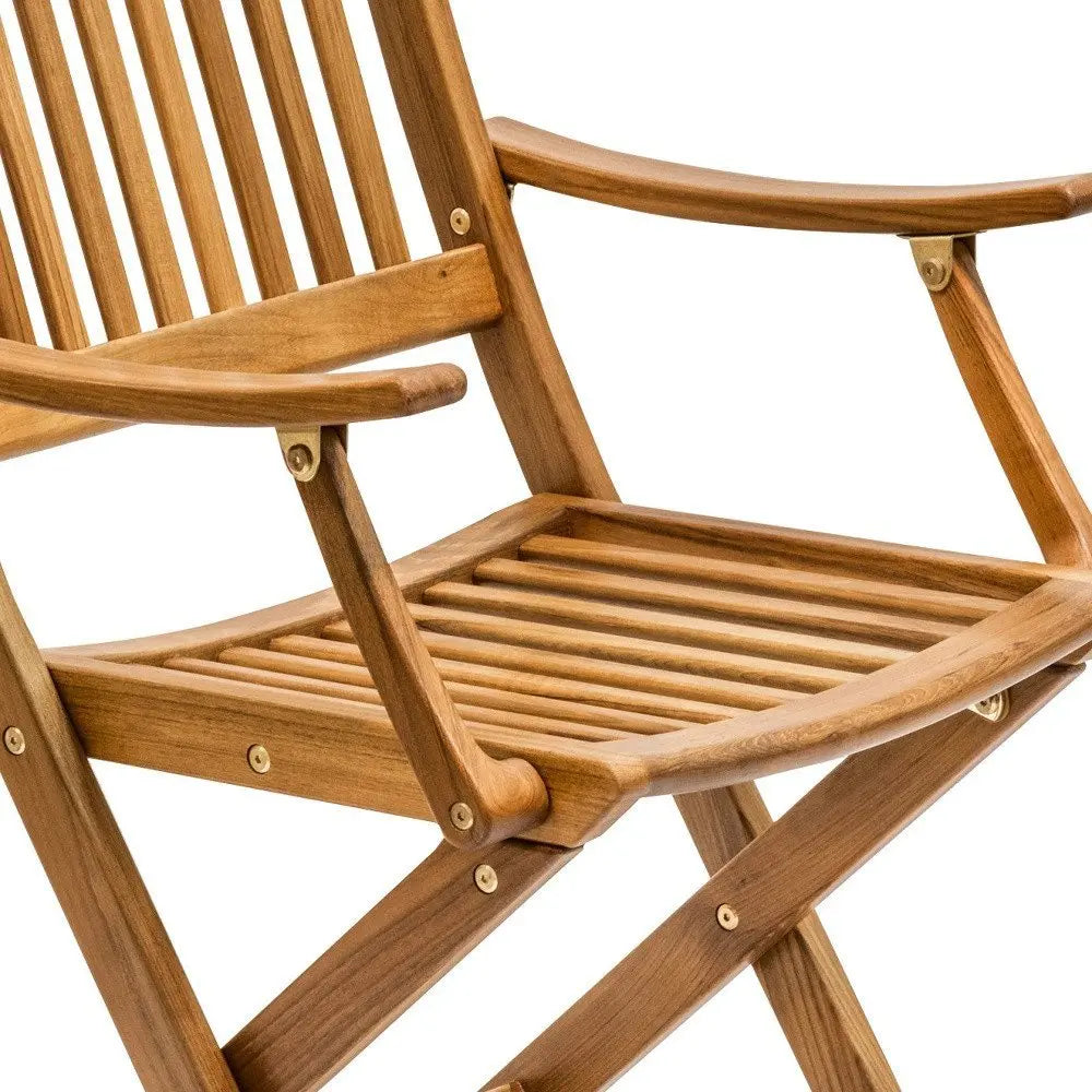 24" Brown Solid Wood Indoor Outdoor Deck Chair - NOBLE HOME INTERIORS