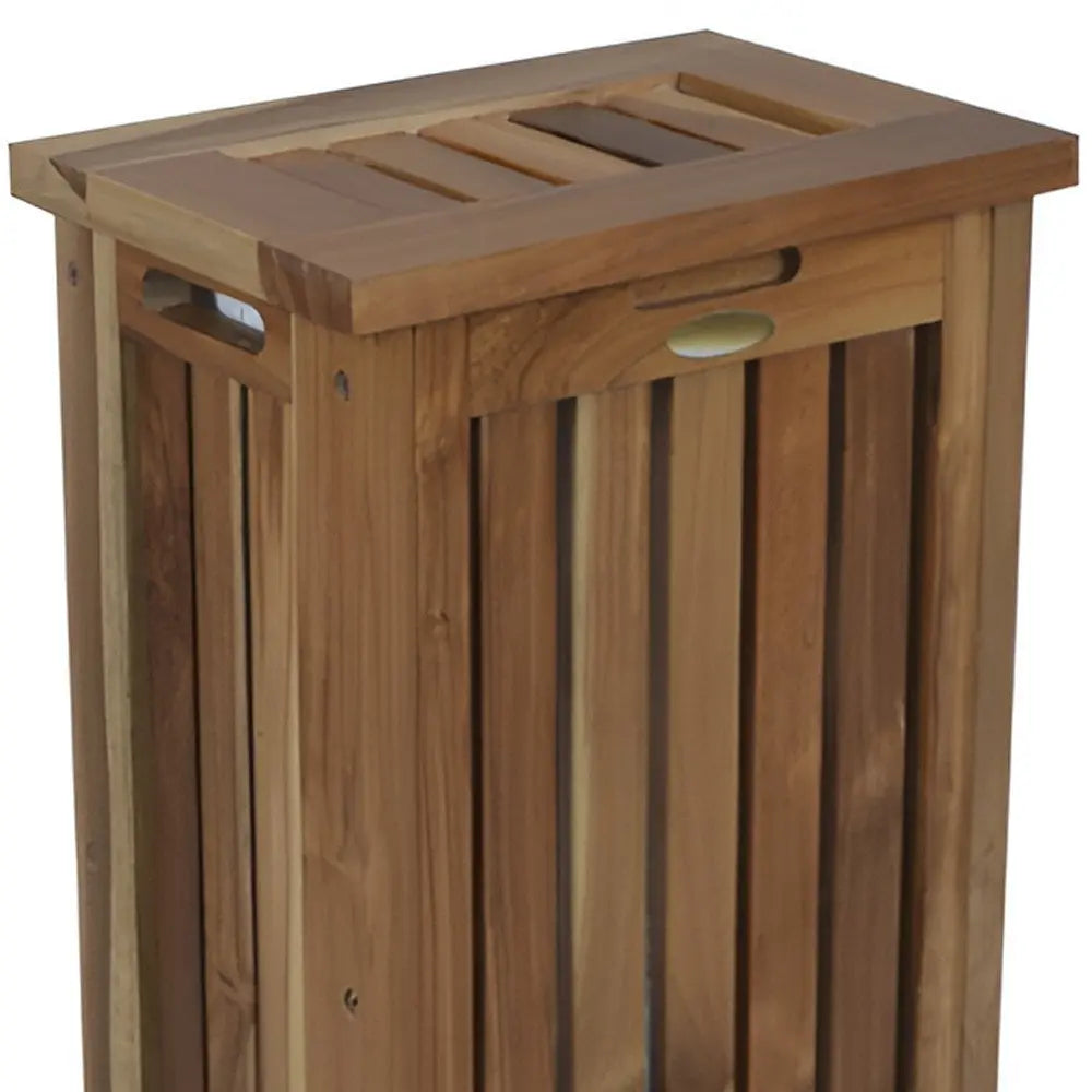 24" Brown Solid Wood Laundry Hamper With Lid - NOBLE HOME INTERIORS