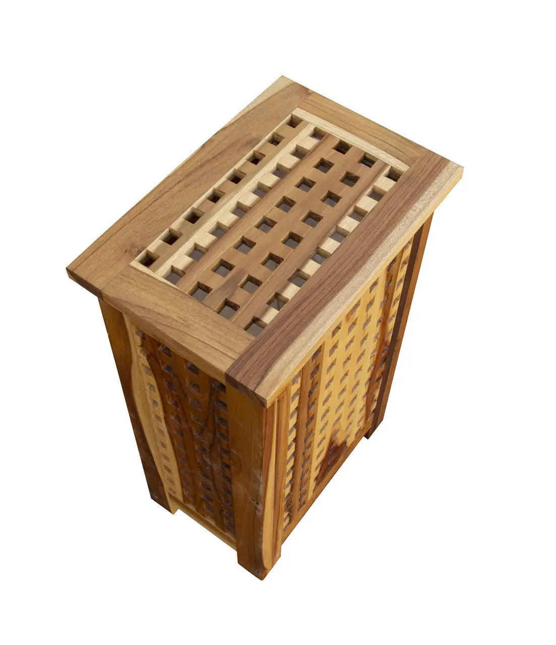 24" Brown Solid Wood Laundry Hamper With Lid - NOBLE HOME INTERIORS