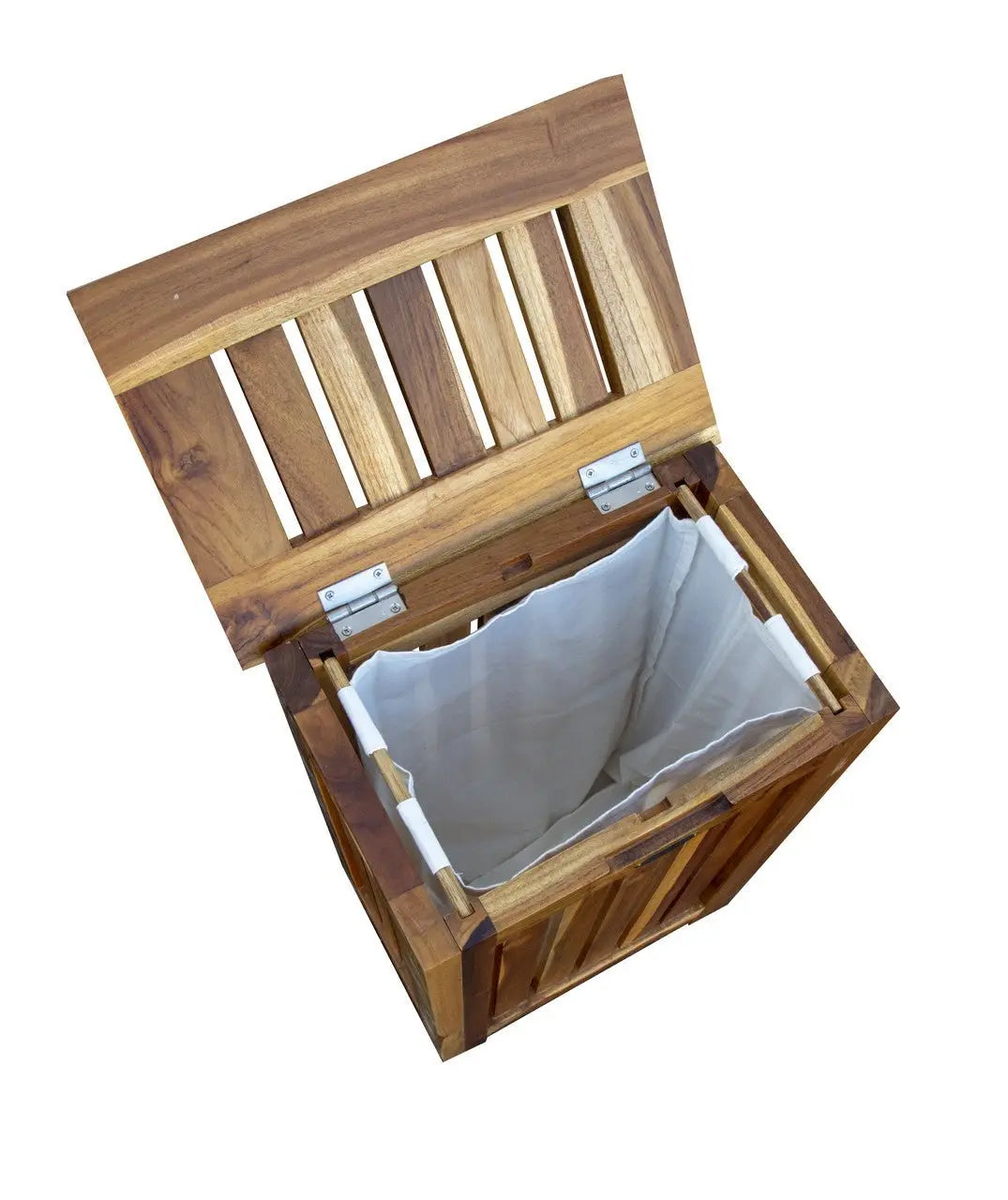 24" Brown Solid Wood Laundry Hamper With Lid - NOBLE HOME INTERIORS