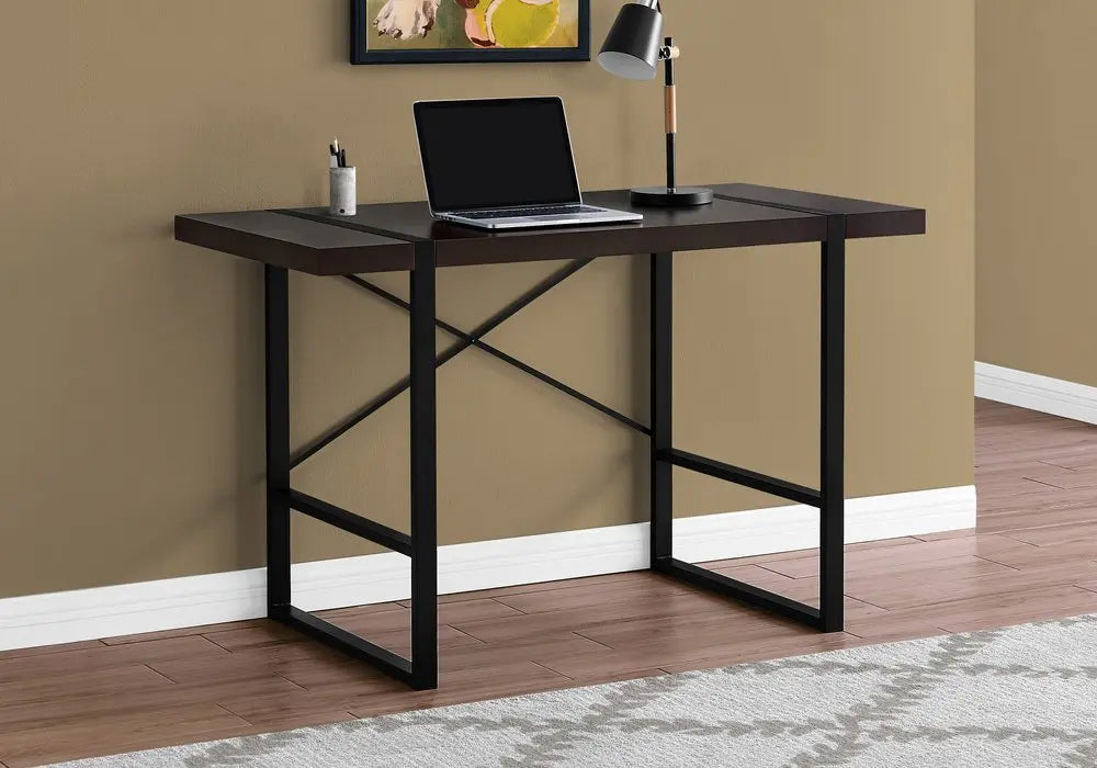 24" Dark Brown and Black Computer Desk - NOBLE HOME INTERIORS