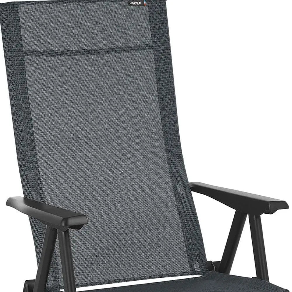 24" Gray and Black Steel Outdoor Arm Chair - NOBLE HOME INTERIORS
