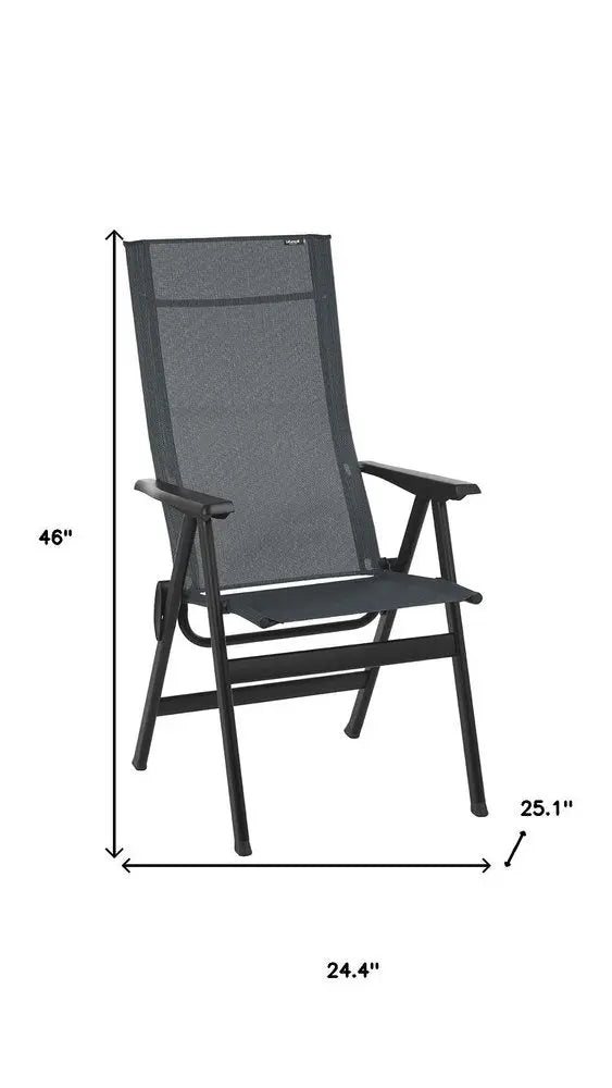24" Gray and Black Steel Outdoor Arm Chair - NOBLE HOME INTERIORS