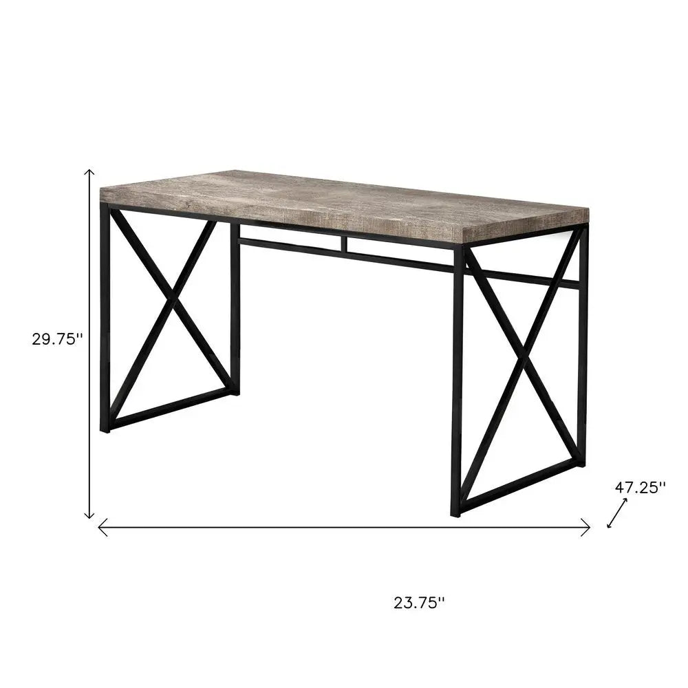 24" Taupe and Black Computer Desk - NOBLE HOME INTERIORS