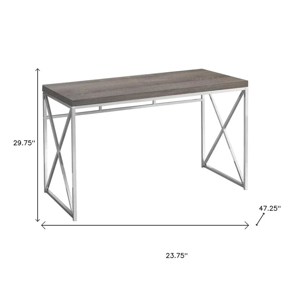 24" Taupe and Silver Computer Desk - NOBLE HOME INTERIORS