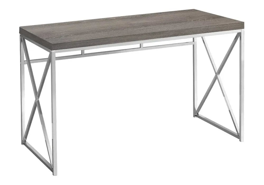 24" Taupe and Silver Computer Desk - NOBLE HOME INTERIORS