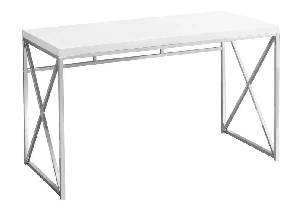 24" White and Silver Computer Desk - NOBLE HOME INTERIORS