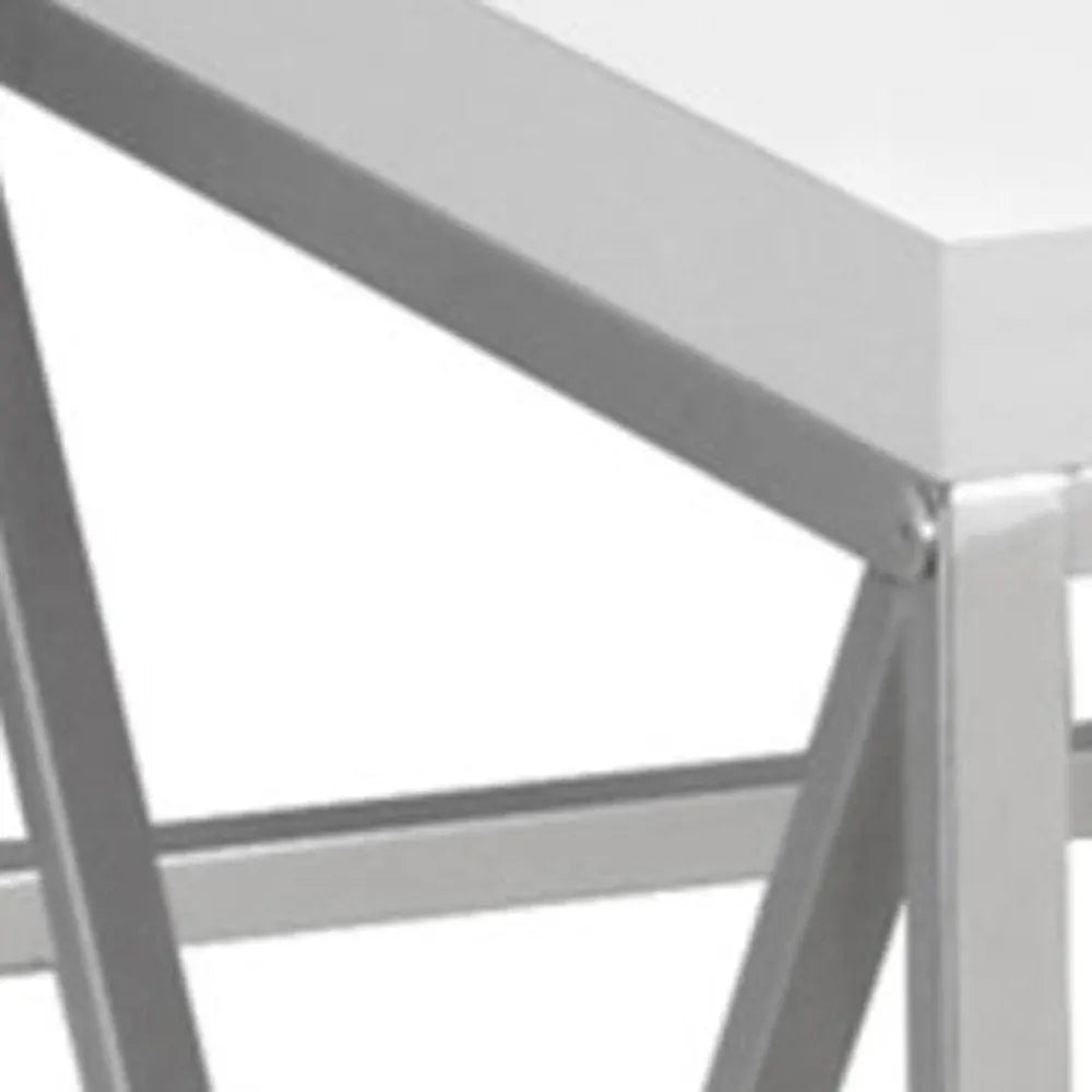 24" White and Silver Computer Desk - NOBLE HOME INTERIORS