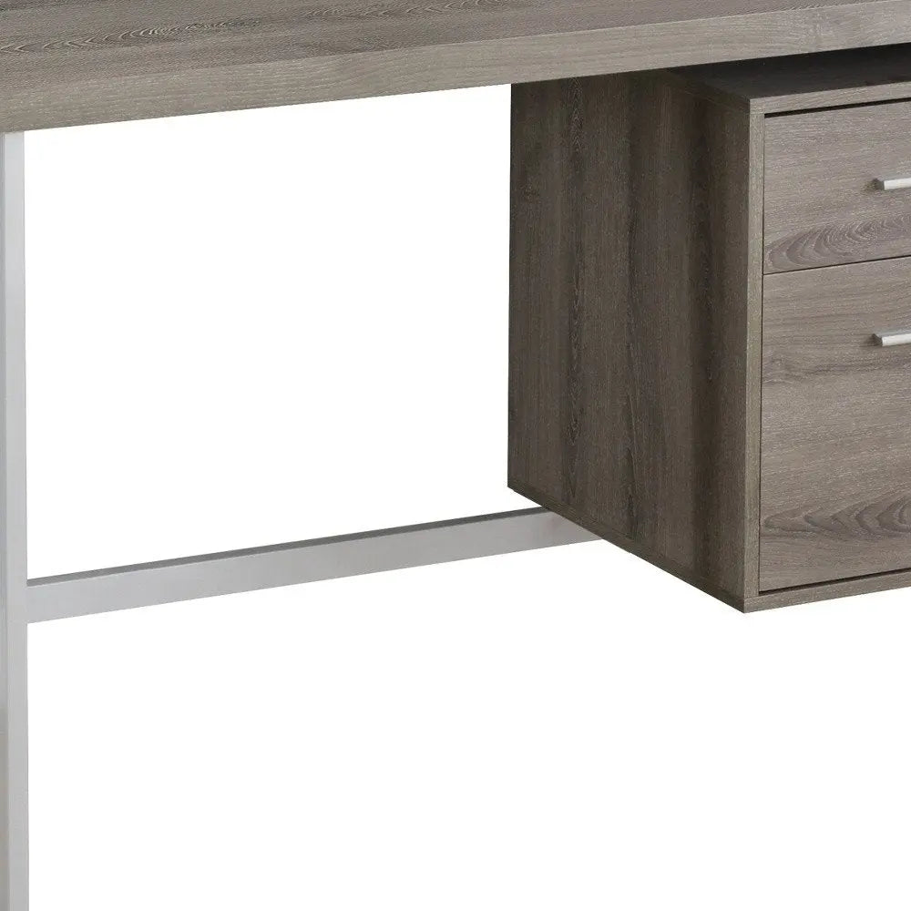 24" White and Silver Computer Desk With Two Drawers - NOBLE HOME INTERIORS