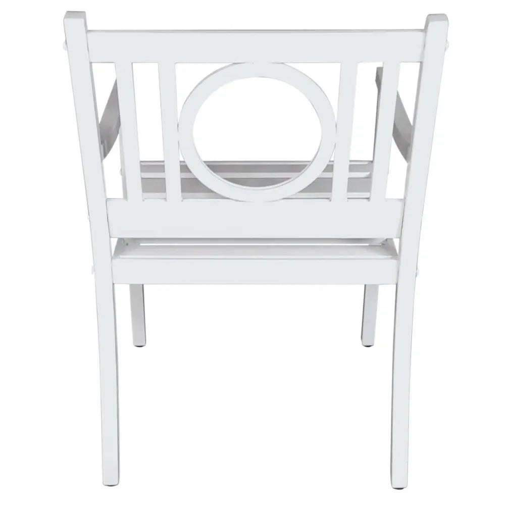 24" White Steel Geo Back Outdoor Arm Chair - NOBLE HOME INTERIORS
