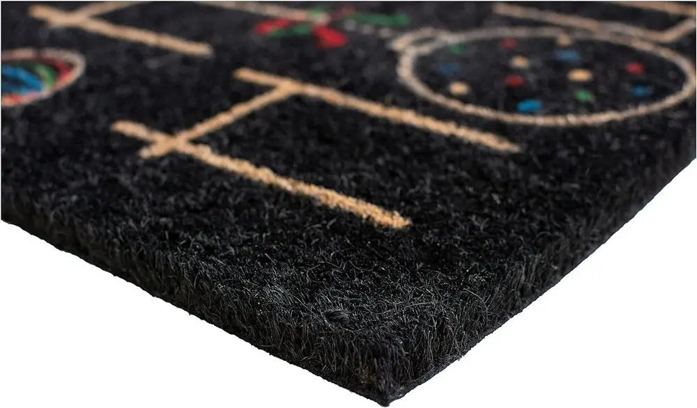 24" X 36" Black and Natural Coir Happy Holidays Outdoor Christmas Door Mat - NOBLE HOME INTERIORS
