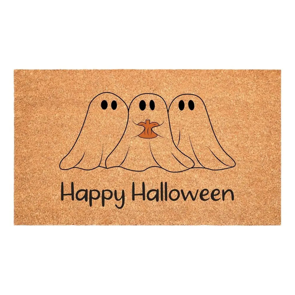 24" X 36" Black And Natural Halloween Halloween Happy Halloween Outdoor Coir Door Mat - NOVA HOME FURNITURE