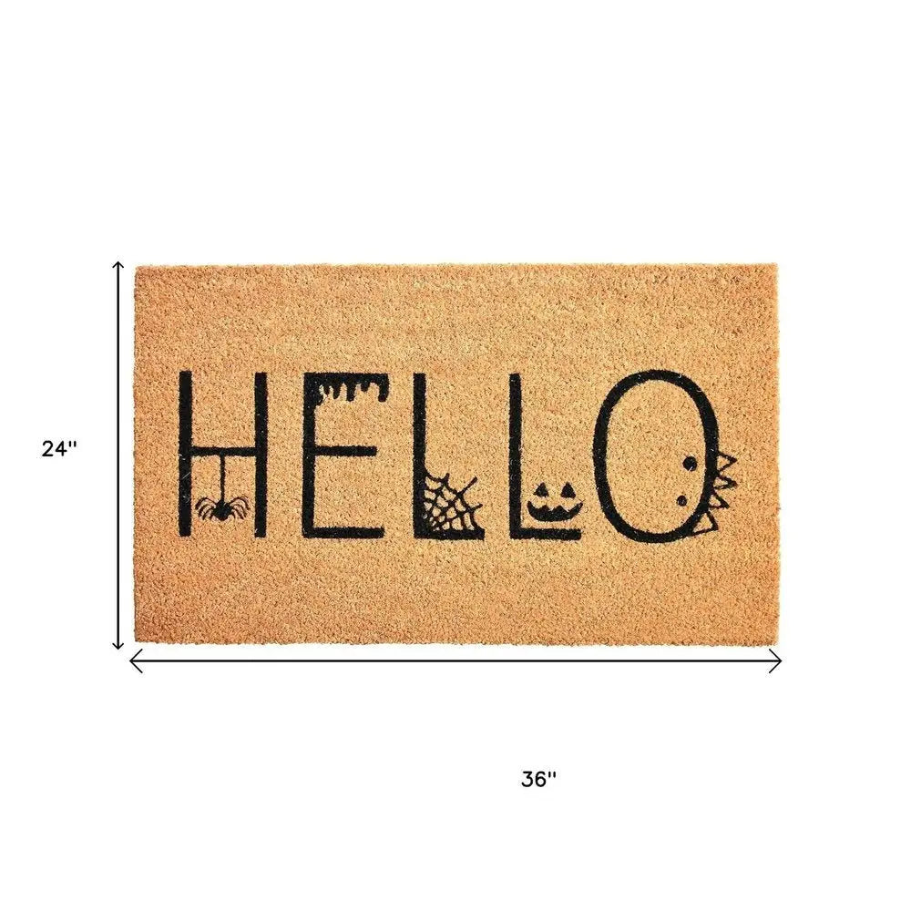 24" X 36" Black And Natural Halloween Halloween Outdoor Coir Door Mat - NOVA HOME FURNITURE