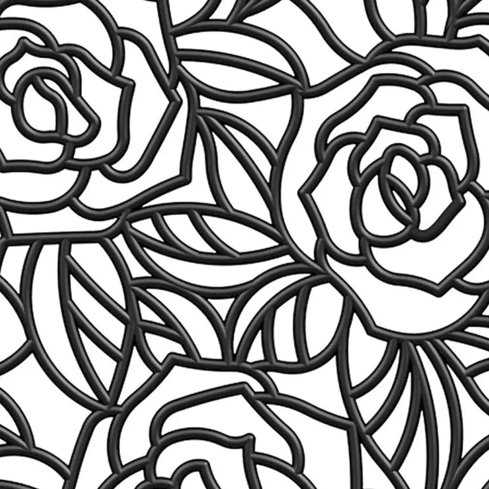 24" X 36" Black Floral Outdoor Rubber Door Mat - NOBLE HOME INTERIORS