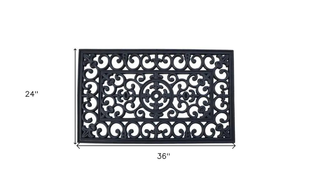 24" X 36" Black Rubber Outdoor Door Mat - NOBLE HOME INTERIORS