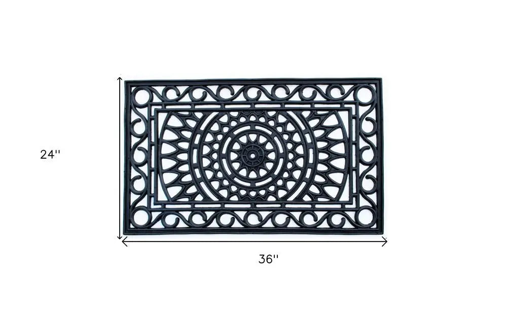 24" X 36" Black Rubber Outdoor Door Mat - NOBLE HOME INTERIORS