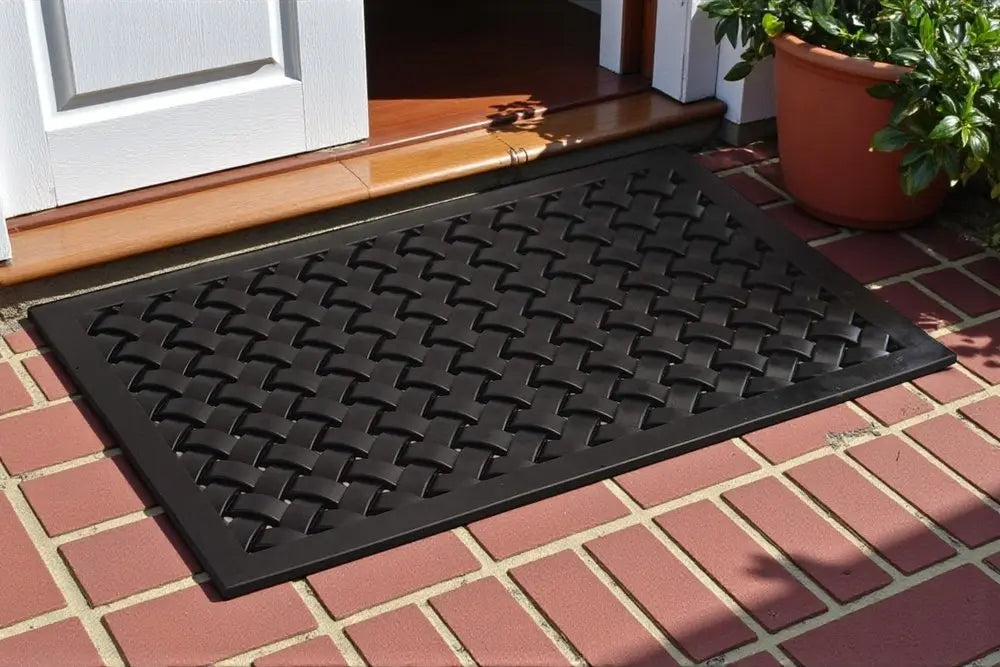 24" X 36" Black Rubber Weave Outdoor Door Mat - NOBLE HOME INTERIORS