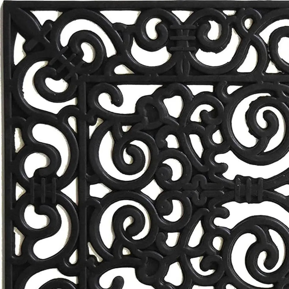 24" X 36" Black Scrollwork Outdoor Rubber Door Mat - NOBLE HOME INTERIORS