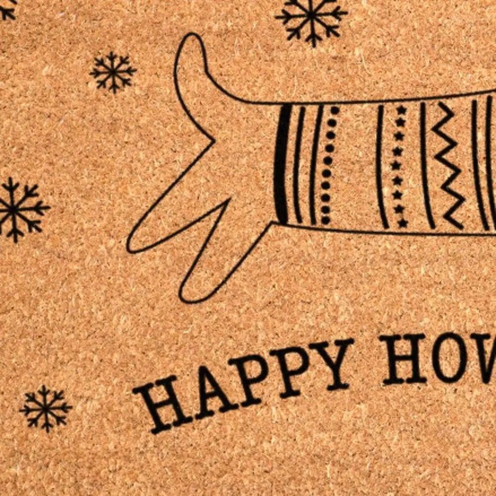 24" X 36" Brown And Black Christmas Dog Outdoor Coir Door Mat - NOVA HOME FURNITURE