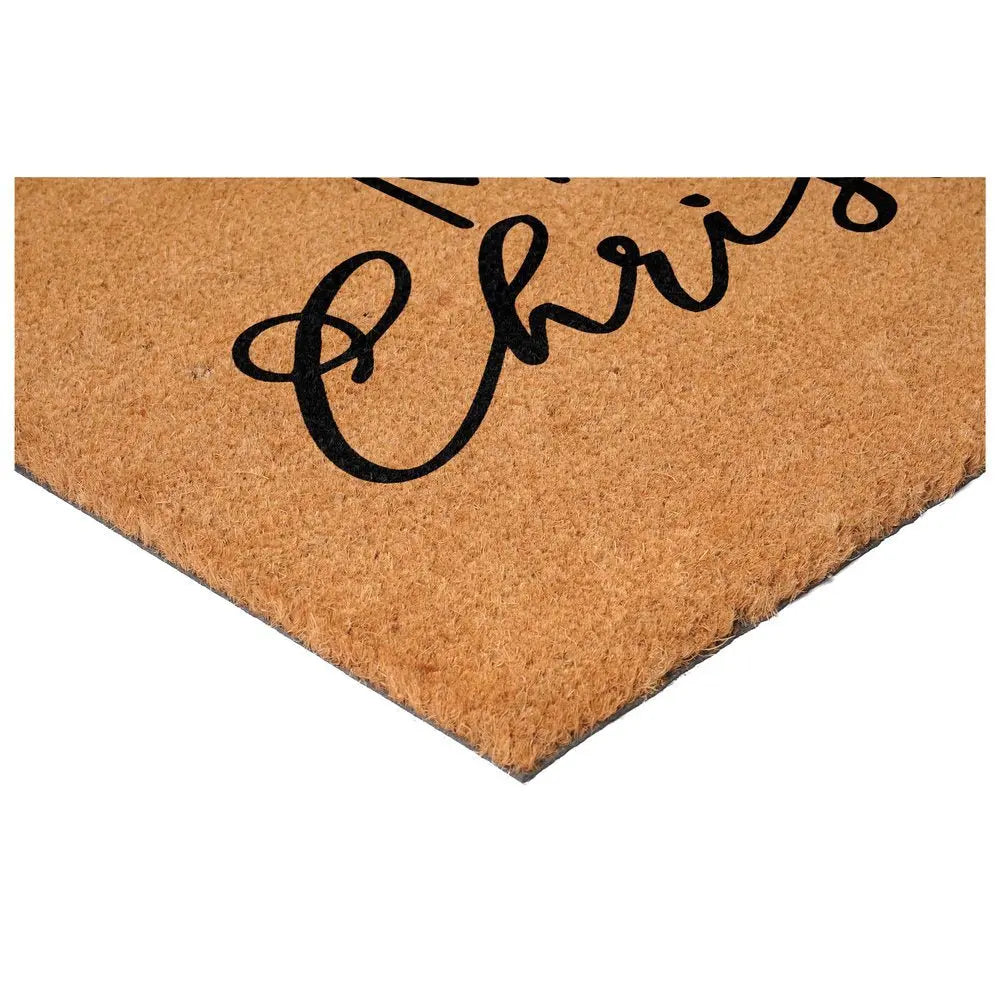 24" X 36" Brown And Black Christmas Merry Christmas Outdoor Coir Door Mat - NOBLE HOME INTERIORS