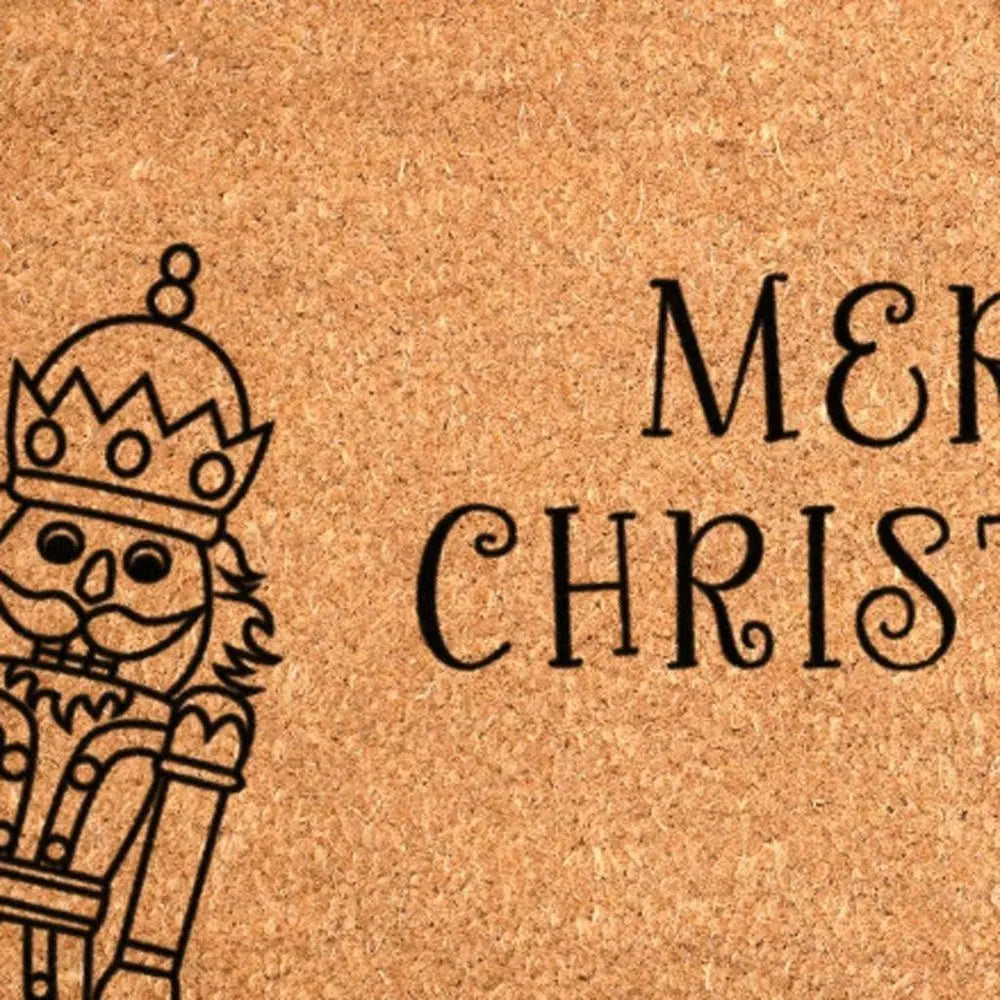 24" X 36" Brown And Black Christmas Merry Christmas Outdoor Coir Door Mat - NOVA HOME FURNITURE