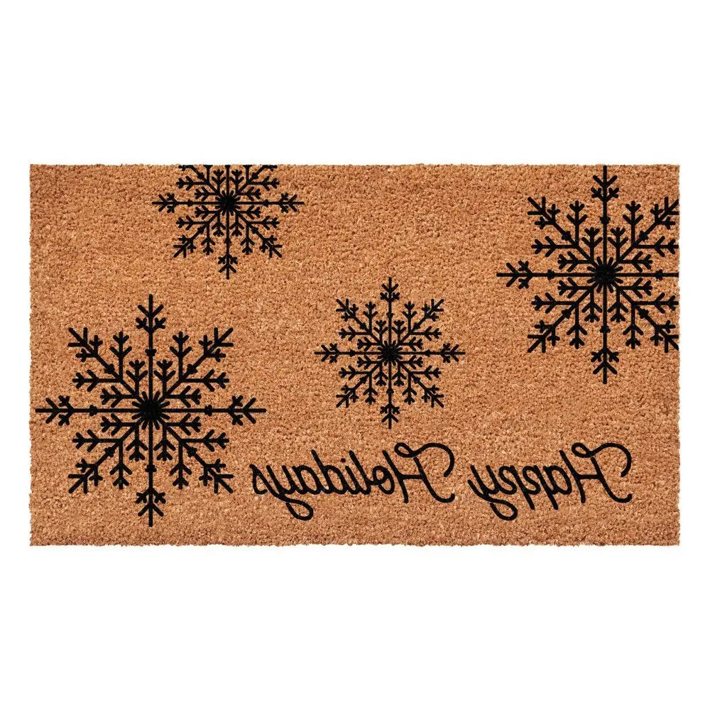 24" X 36" Brown And Black Christmas Merry Christmas Outdoor Coir Door Mat - NOVA HOME FURNITURE