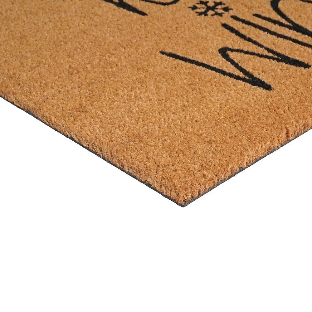 24" X 36" Brown And Black Christmas Outdoor Coir Door Mat - NOVA HOME FURNITURE
