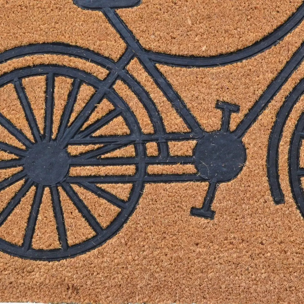 24" X 36" Brown and Black Coir Bicycle Outdoor Door Mat - NOBLE HOME INTERIORS