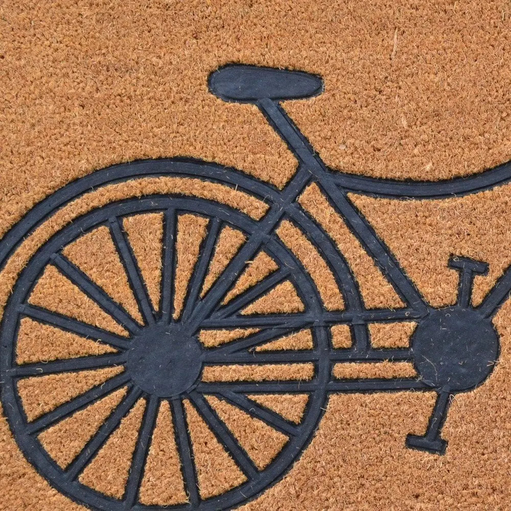 24" X 36" Brown and Black Coir Bicycle Outdoor Door Mat - NOBLE HOME INTERIORS