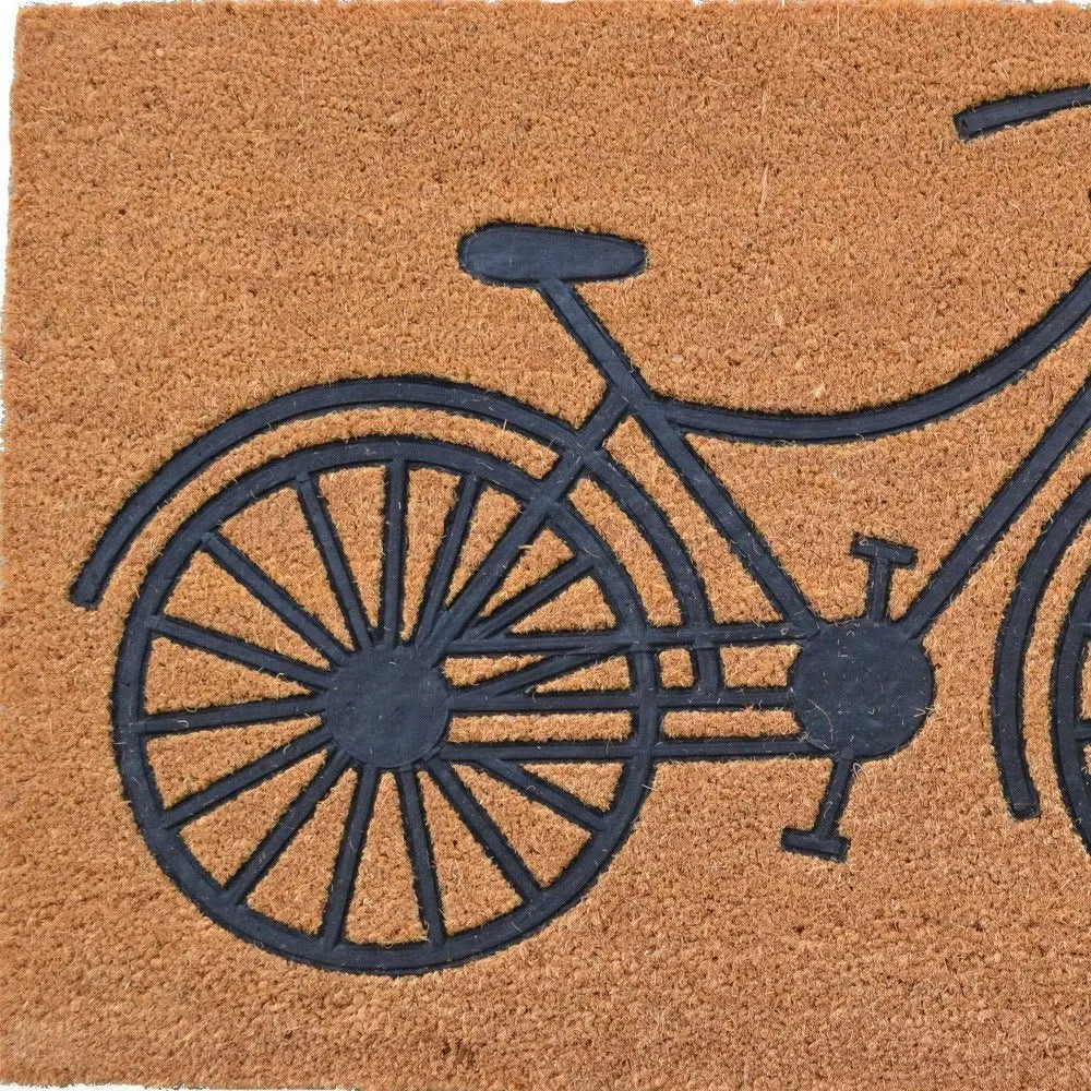 24" X 36" Brown and Black Coir Bicycle Outdoor Door Mat - NOBLE HOME INTERIORS