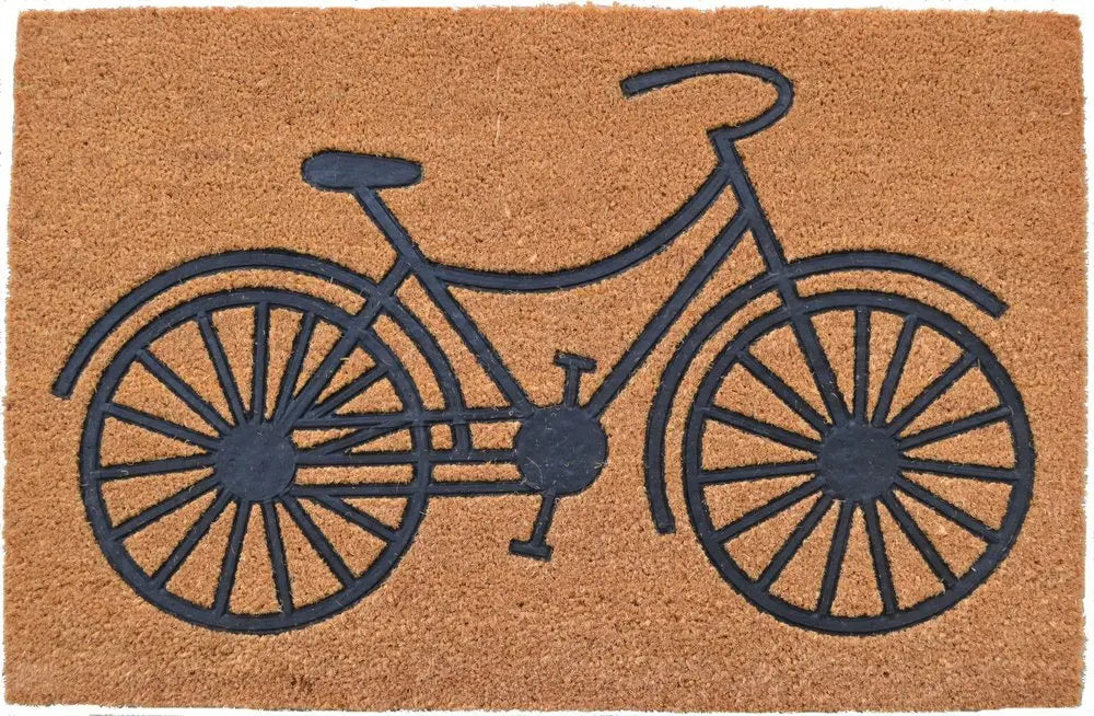 24" X 36" Brown and Black Coir Bicycle Outdoor Door Mat - NOBLE HOME INTERIORS