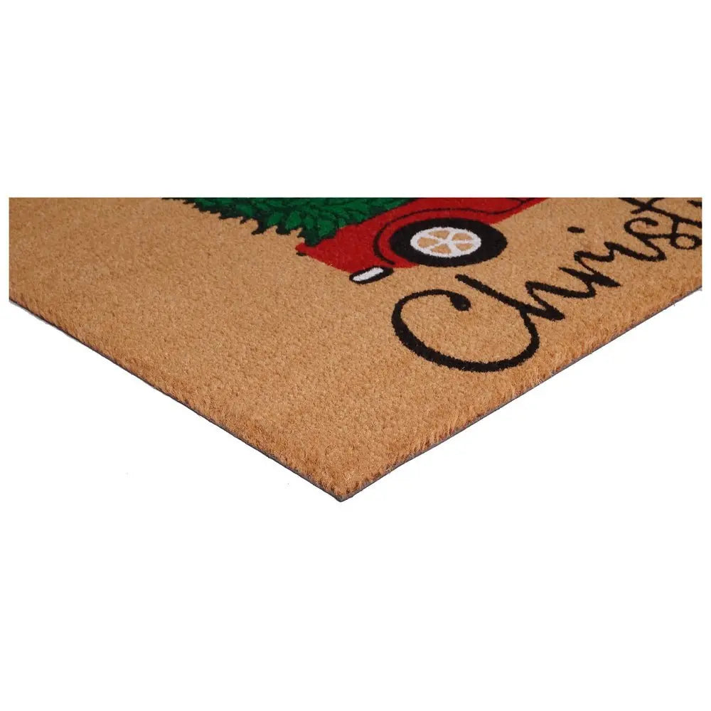 24" X 36" Brown and Red Coir Merry Christmas Outdoor Door Mat - NOBLE HOME INTERIORS