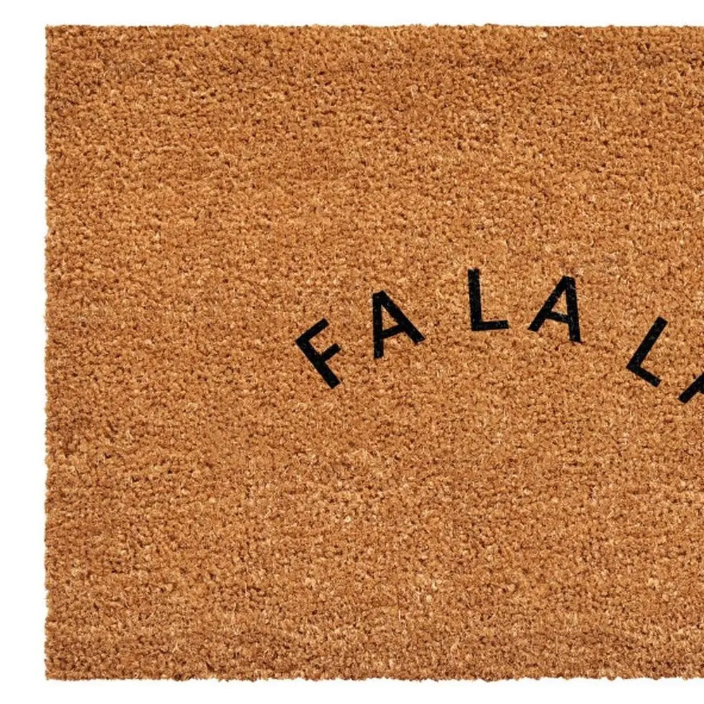 24" X 36" Brown Christmas Fa La La Outdoor Coir Door Mat - NOVA HOME FURNITURE