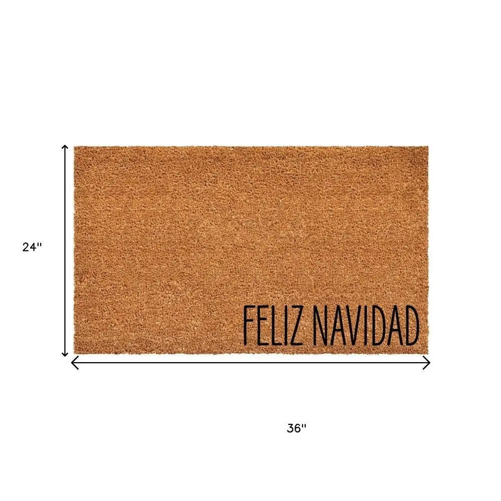 24" X 36" Brown Christmas Feliz Navidad Outdoor Coir Door Mat - NOVA HOME FURNITURE