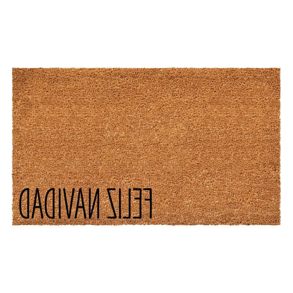 24" X 36" Brown Christmas Feliz Navidad Outdoor Coir Door Mat - NOVA HOME FURNITURE