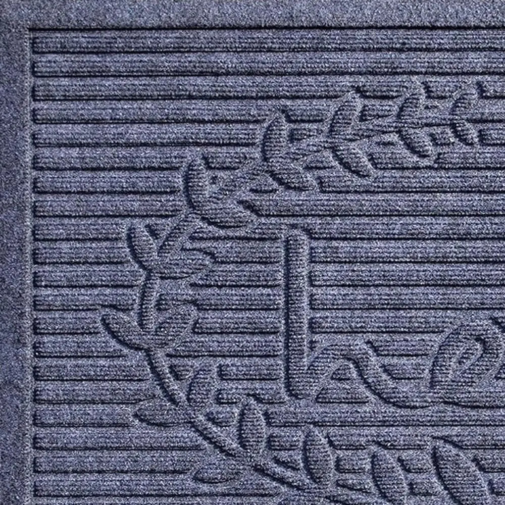 24" X 36" Dark Gray Striped Hello Outdoor Polypropylene Door Mat - NOBLE HOME INTERIORS