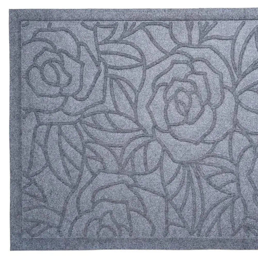 24" X 36" Gray Floral Outdoor Polypropylene Door Mat - NOVA HOME FURNITURE