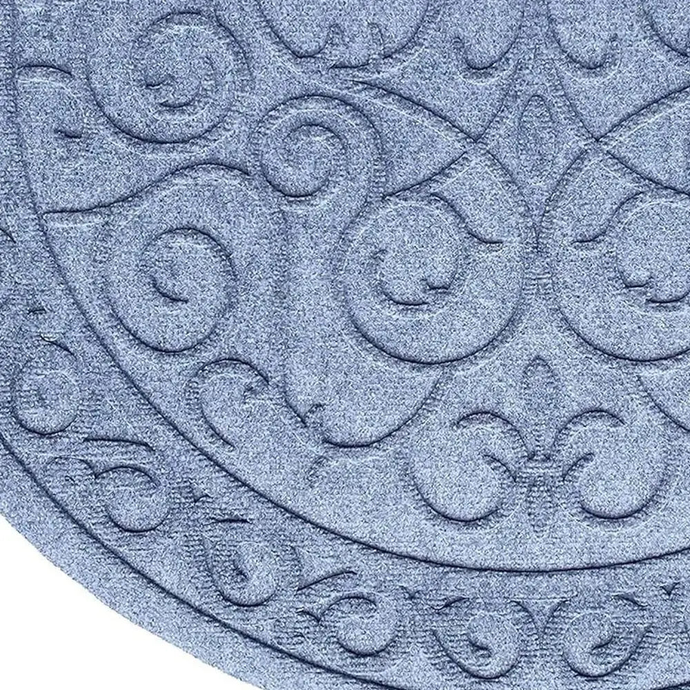 24" X 36" Gray Scrollwork Semi Circle Outdoor Polypropylene Door Mat - NOBLE HOME INTERIORS
