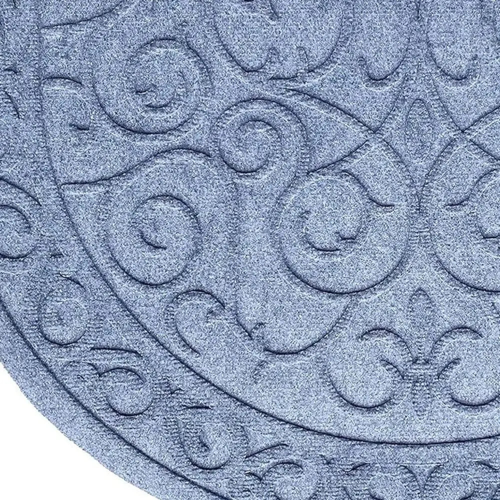 24" X 36" Gray Scrollwork Semi Circle Outdoor Polypropylene Door Mat - NOBLE HOME INTERIORS