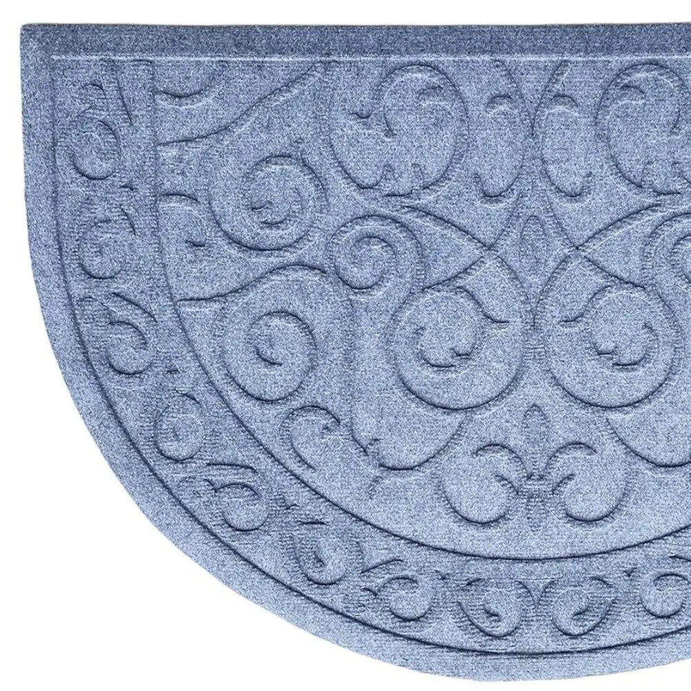 24" X 36" Gray Scrollwork Semi Circle Outdoor Polypropylene Door Mat - NOBLE HOME INTERIORS