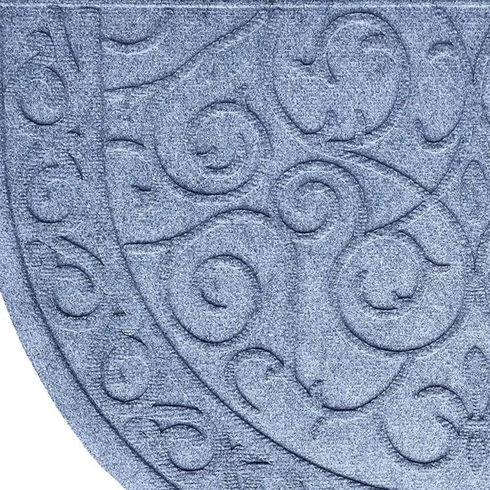 24" X 36" Gray Scrollwork Semi Circle Outdoor Polypropylene Door Mat - NOBLE HOME INTERIORS
