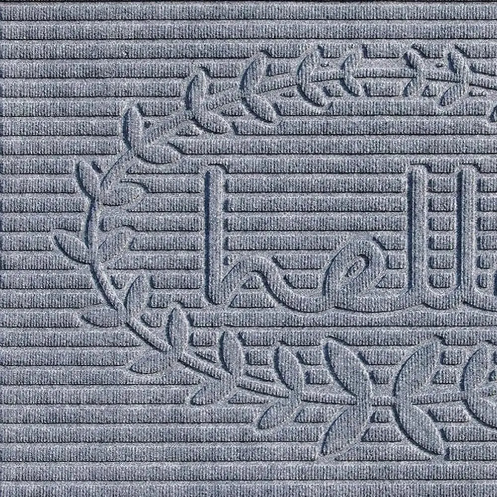 24" X 36" Gray Striped Hello Outdoor Polypropylene Door Mat - NOVA HOME FURNITURE