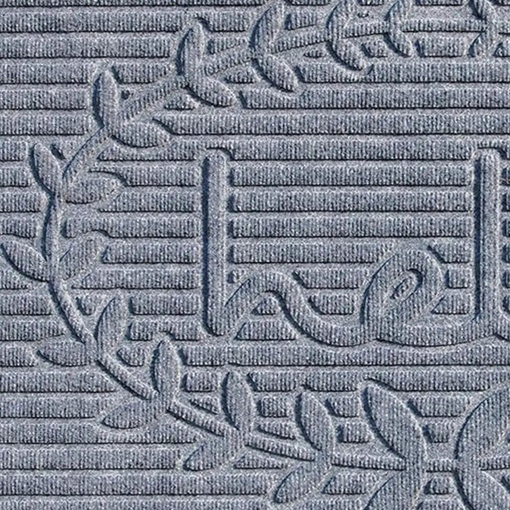 24" X 36" Gray Striped Hello Outdoor Polypropylene Door Mat - NOVA HOME FURNITURE