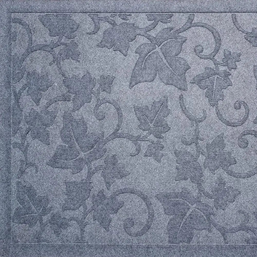 24" X 36" Light Gray Rubber Botanical Leaves Outdoor Door Mat - NOBLE HOME INTERIORS